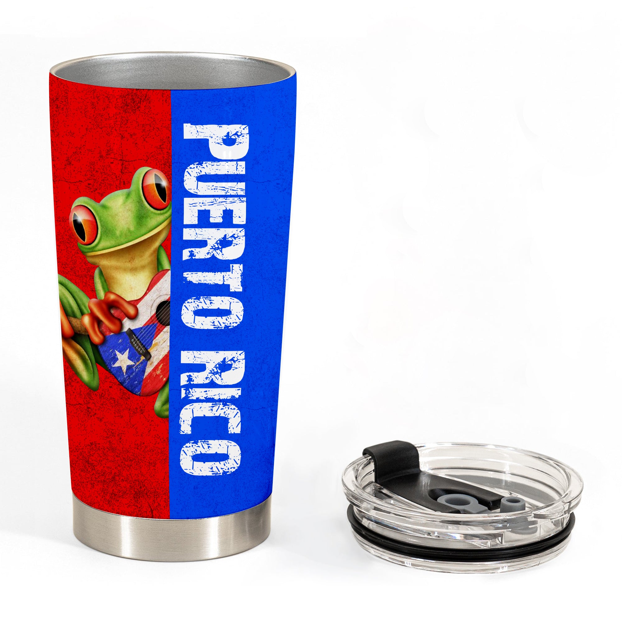 Puerto Rico Flag Personalized Tumbler With Coqui