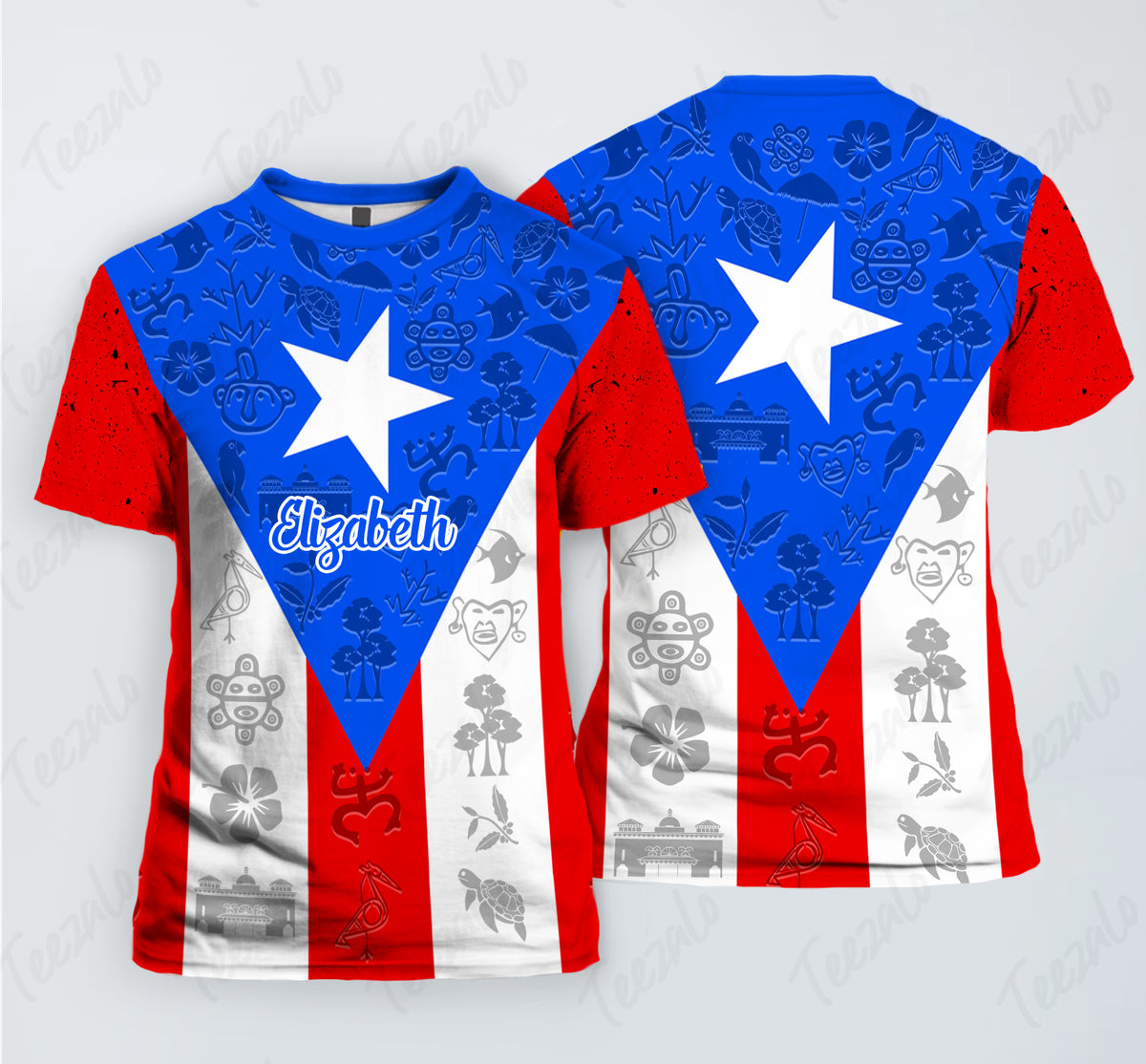 Puerto Rico Flag And Symbol Personalized Shirt With Your Name