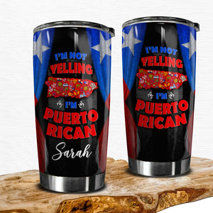 Puerto Rico Personalized 20z Steel Cup Tumbler With PR Flag - Teezalo