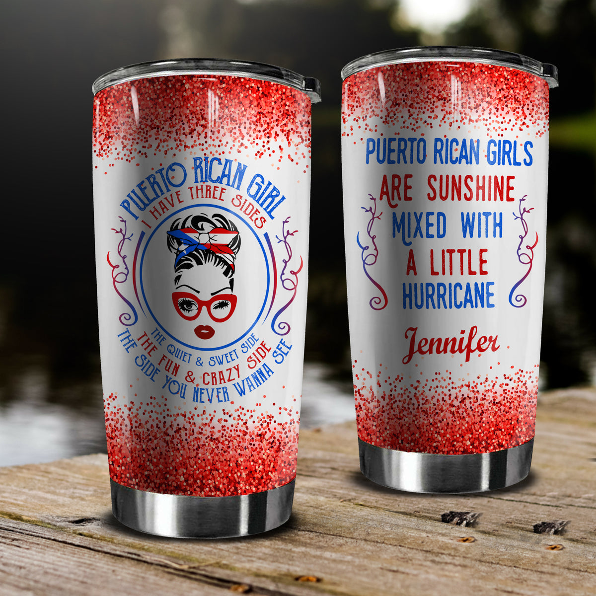 Puerto Rico Personalized Tumbler, Puerto Rican Girls Are Sunshine Mixed With A Little Hurricane