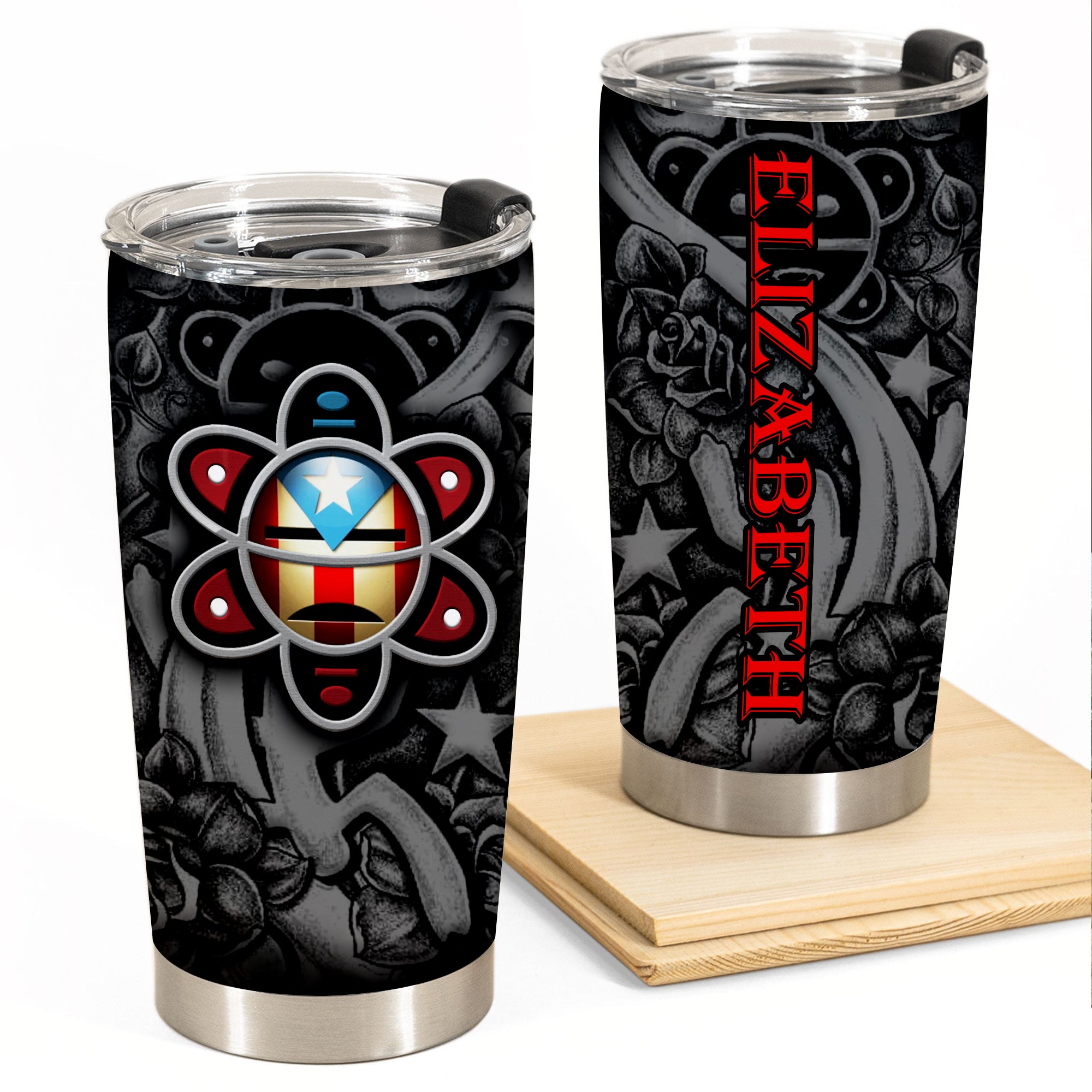 Puerto rico Symbols Seamless Pattern Personalized 20z Stainless Steel Cup - Tumbler Born Teezalo