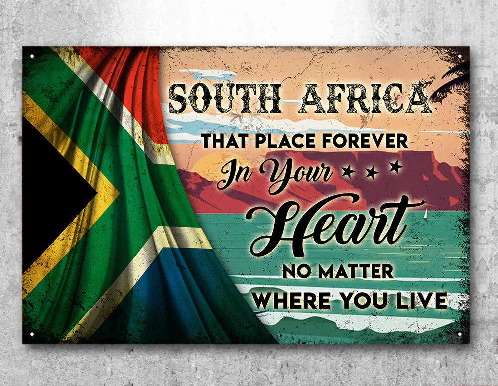 South Africa Flag Place In Your Heart Metal Signs Wall Art Decor