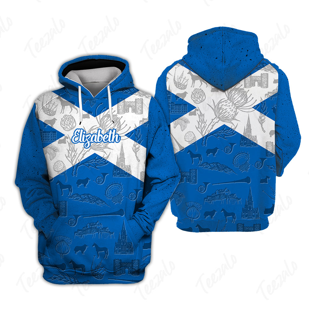 Scotland Flag And Symbol Personalized Hoodie With Your Name