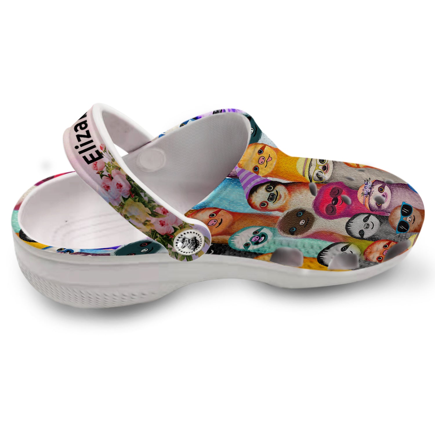 Colorful Sloth Personalized Clogs Shoes With Your Name, Sloth Clogs Shoes 3
