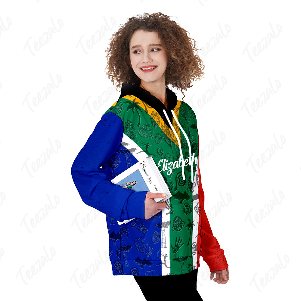 South Africa Flag And Symbol Personalized Hoodie With Your Name