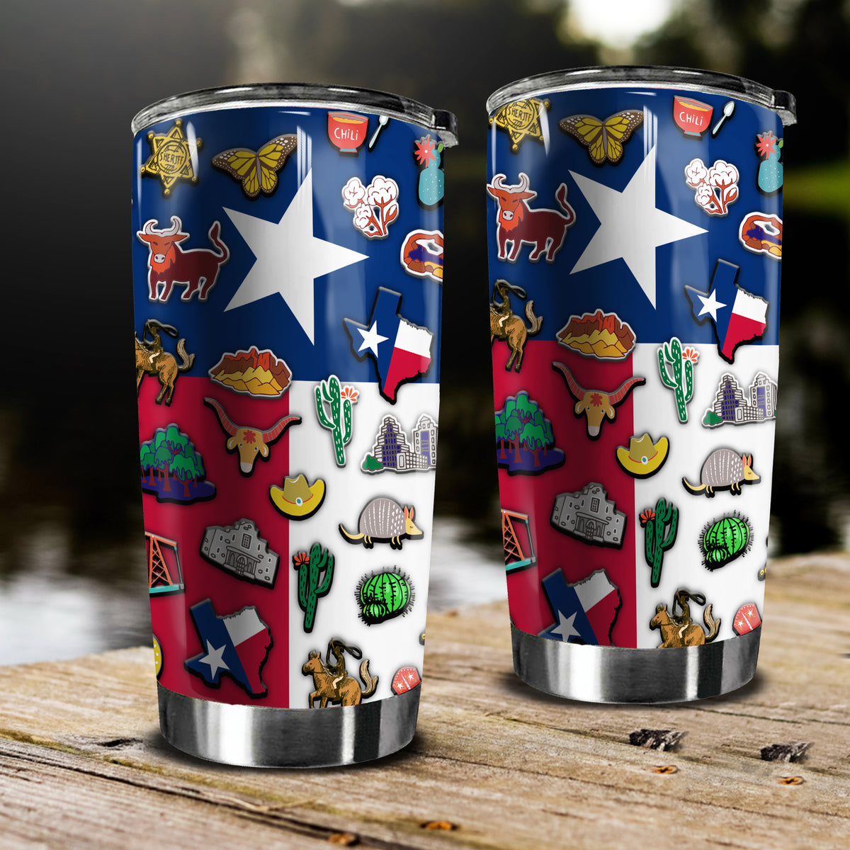 Texas Flag Symbols Tumbler - Tumbler Born Teezalo