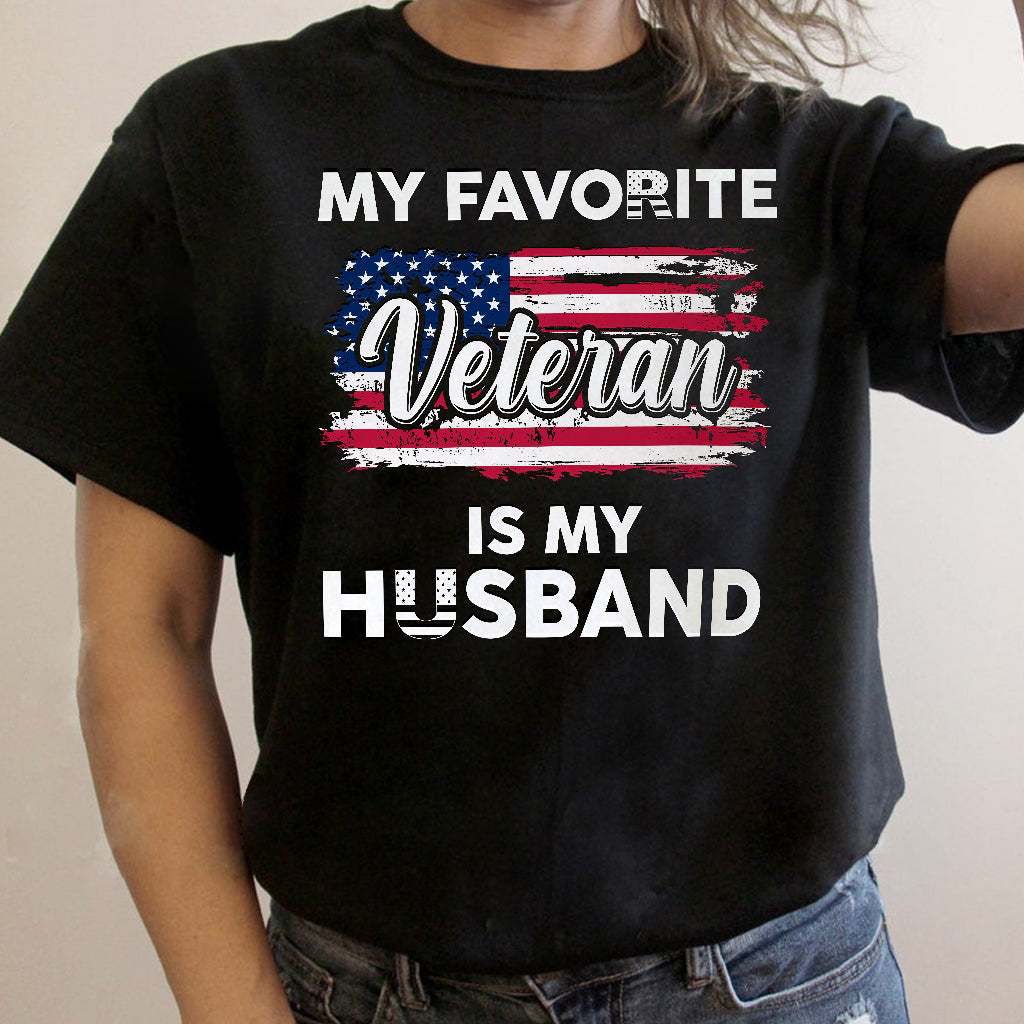 Veteran Wife T-shirt, My Favorite Veteran Is My Husband - T-shirt Veteran Teezalo