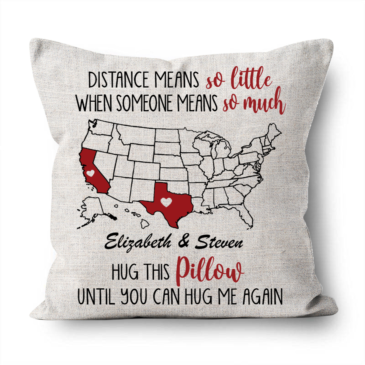 Long Distance Relationship Gift for Couples Boyfriend Girlfriend Hug This Pillow Until You Can Hug Me Valentine&#39;s Pillow