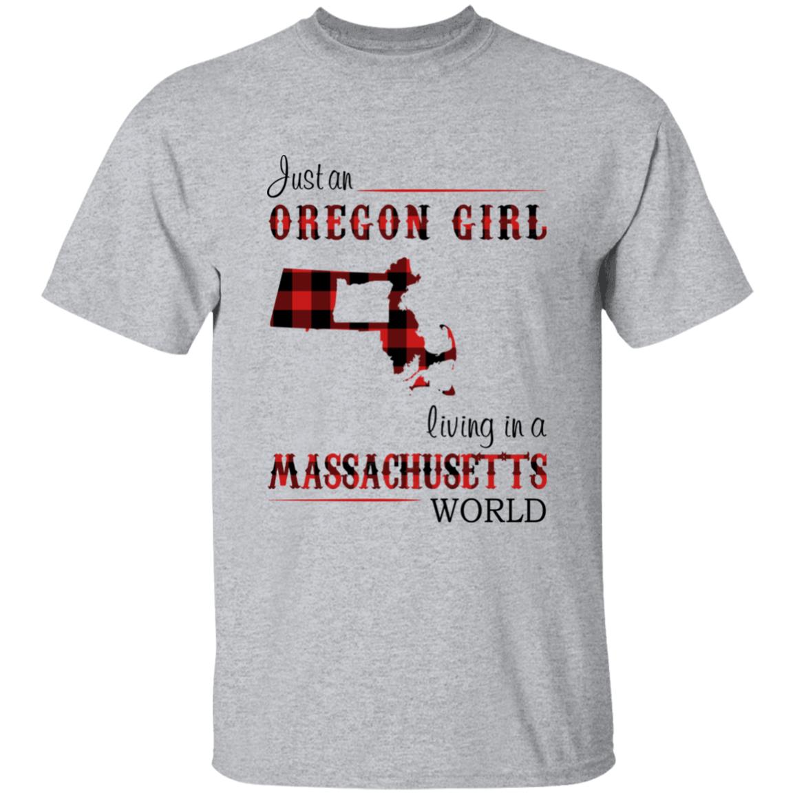 Just An Oregon Girl Living In A Massachusetts World T-shirt - T-shirt Born Live Plaid Red Teezalo